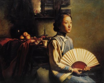 中国 Painting - 折り紙ファンの中国人の女の子